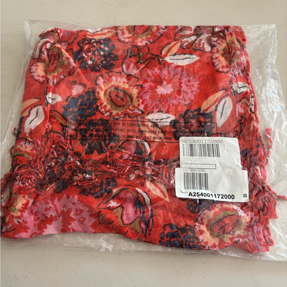 Liz Claiborne Red and Black Floral Scarf